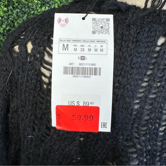 Zara knitted pull over black long sleeve nwt - Picture 7 of 10